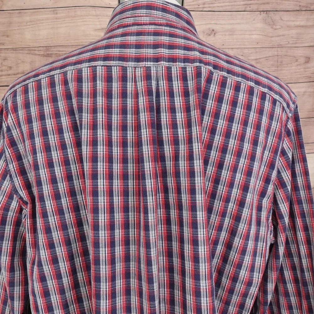Chaps Shirt Mens XL Blue Red Plaid Button Down Long Sleeve Classic Cotton Casual